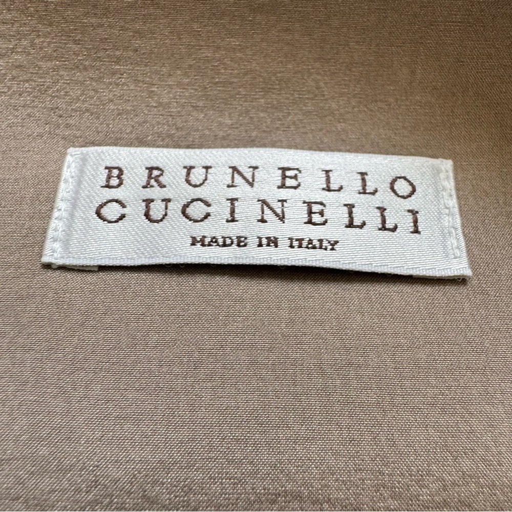 Brunello Cucinelli Taupe Silk Blend Ruched Slit Midi Skirt size US6 - Picture 9 of 11